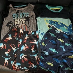 Cuddl Duds Kids Pajama Set - Gray and Black with Skate and Shark Designs